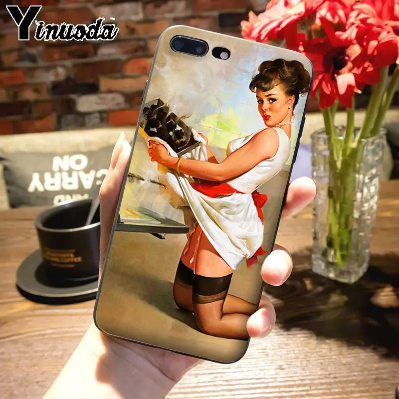 Роскошный чехол Yinuoda PinUp для девочек модный 2D телефона iPhone 7plus X 6 6S 7 8 8Plus 11Pro