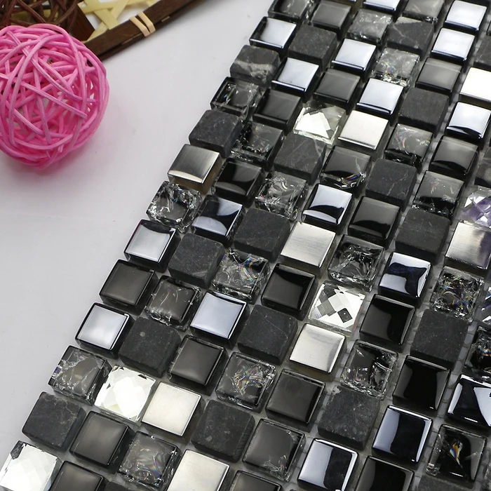 Smal квадратный из черного стекла смешанный бриллиант и металлическая мозаика