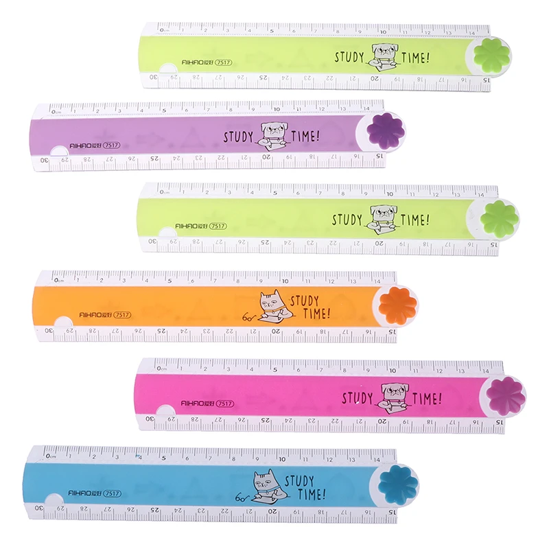 

30CM New Cute Kawaii Study Time Color Folding Ruler Multifunction DIY Drawing Rulers For Kids Students Office School Stationery