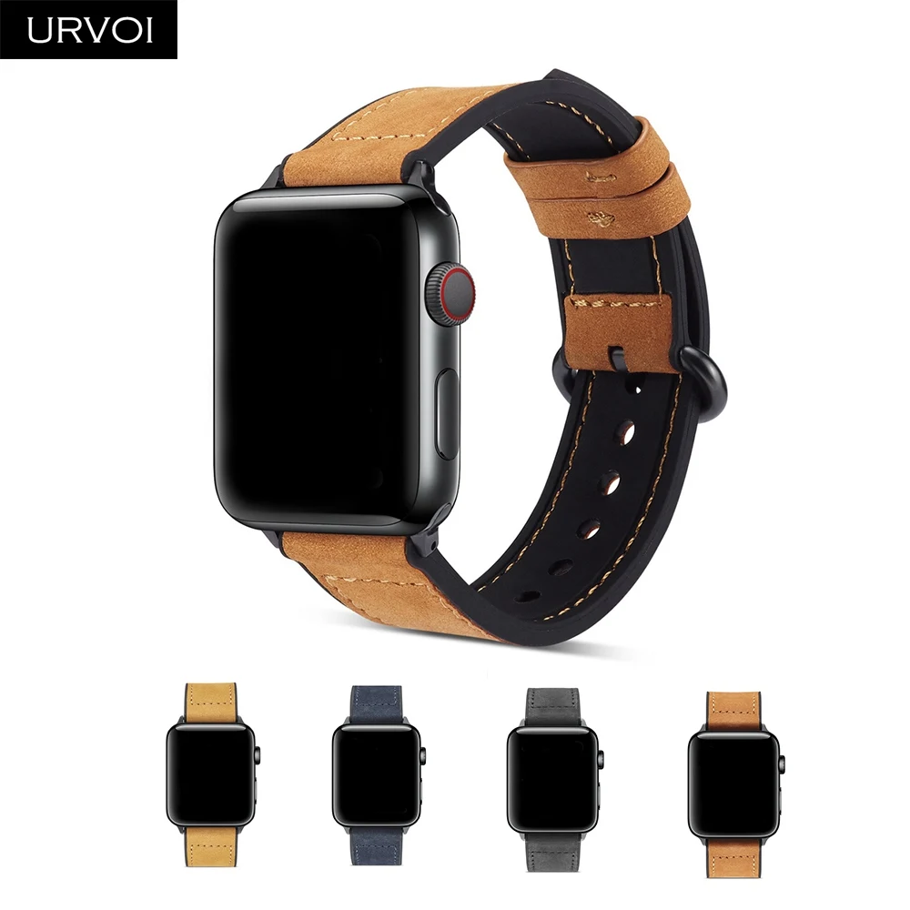 URVOI ремешок для apple watch series 5/4/3/2/1 Матовая Мягкая манжета Кожаный наручных часов iwatch