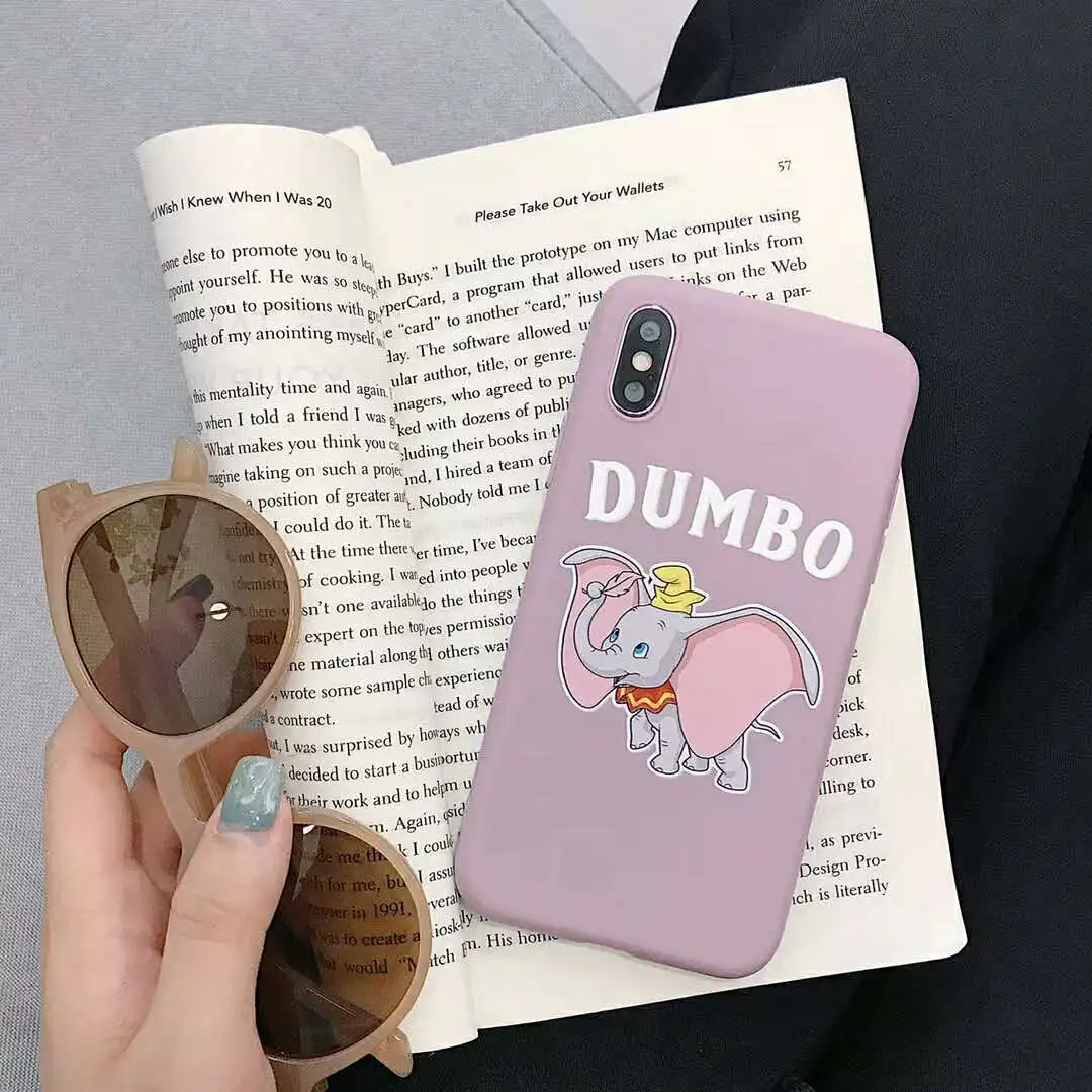 Lovely Fly Elephant Cartoon Soft TPU Case for iPhone 6 6S 7 8 Plus X XS MAX XR Candy DUMBO matte phone Back Cover coque |