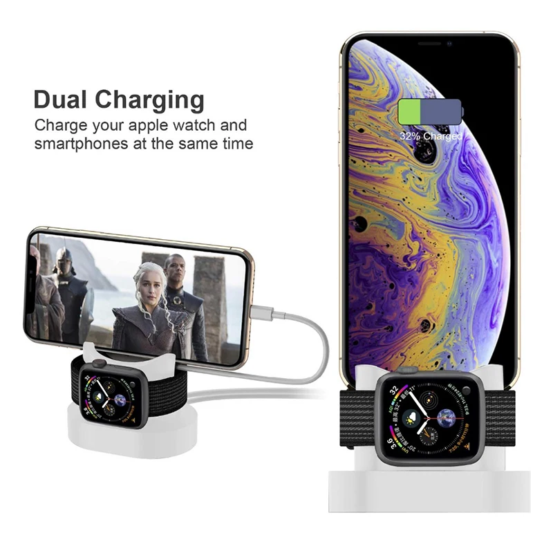 Fivetech 3 в 1 держатель для телефона для AirPods Apple Watch Подставка для зарядки мягкий силиконовый держатель для iPhone/Apple Watch/AirPods подставка для телефона