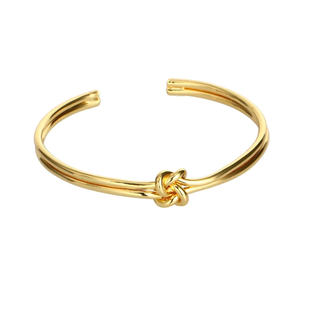 Узел Манжеты Позолоченные Браслеты для женщин оптовая Простой Меди Открыть