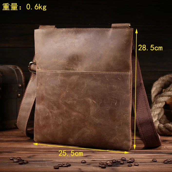 Мужская сумка через плечо в стиле ретро из натуральной воловьей кожи | Багаж и