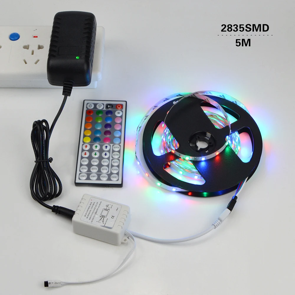 Гибкая RGB Светодиодные ленты свет SMD 5050 2835 10 M 5 M светодио дный света RGB светодио дный s Лента диод ленты контроллер DC12V адаптер Набор украшения