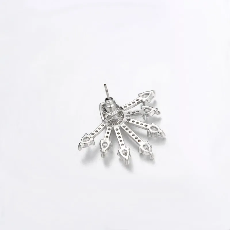 iMucci Elegant Silver Color Ear Studs Unguiform Shape AAA Cubic Zirconia Stone Earrings Women Wedding Dangle Fashion Jewelry | Украшения и