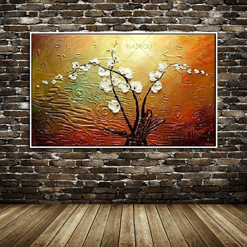 Ручная роспись Современный домашний декор зал Настенная картина цветок белой