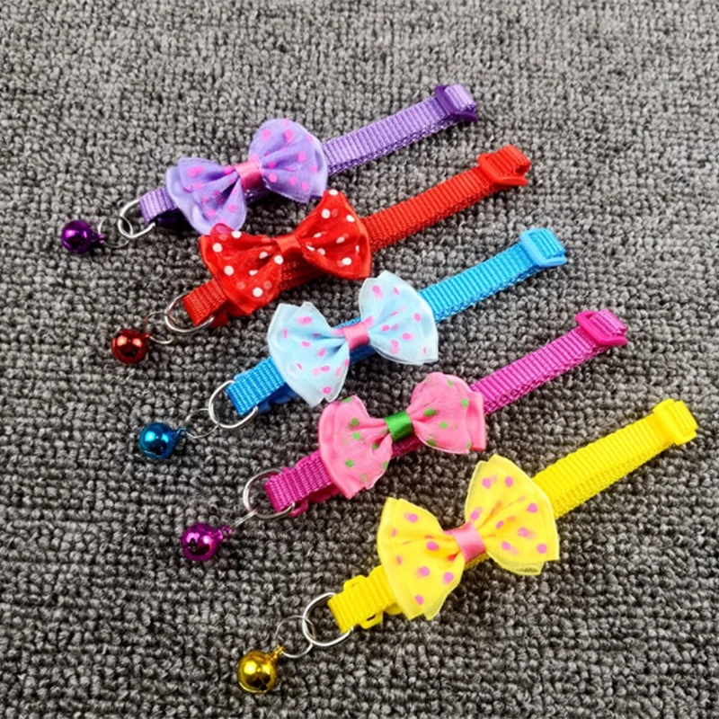 8 шт./лот Регулируемый полиэстеровый ошейник для собак милый кошек с бантом