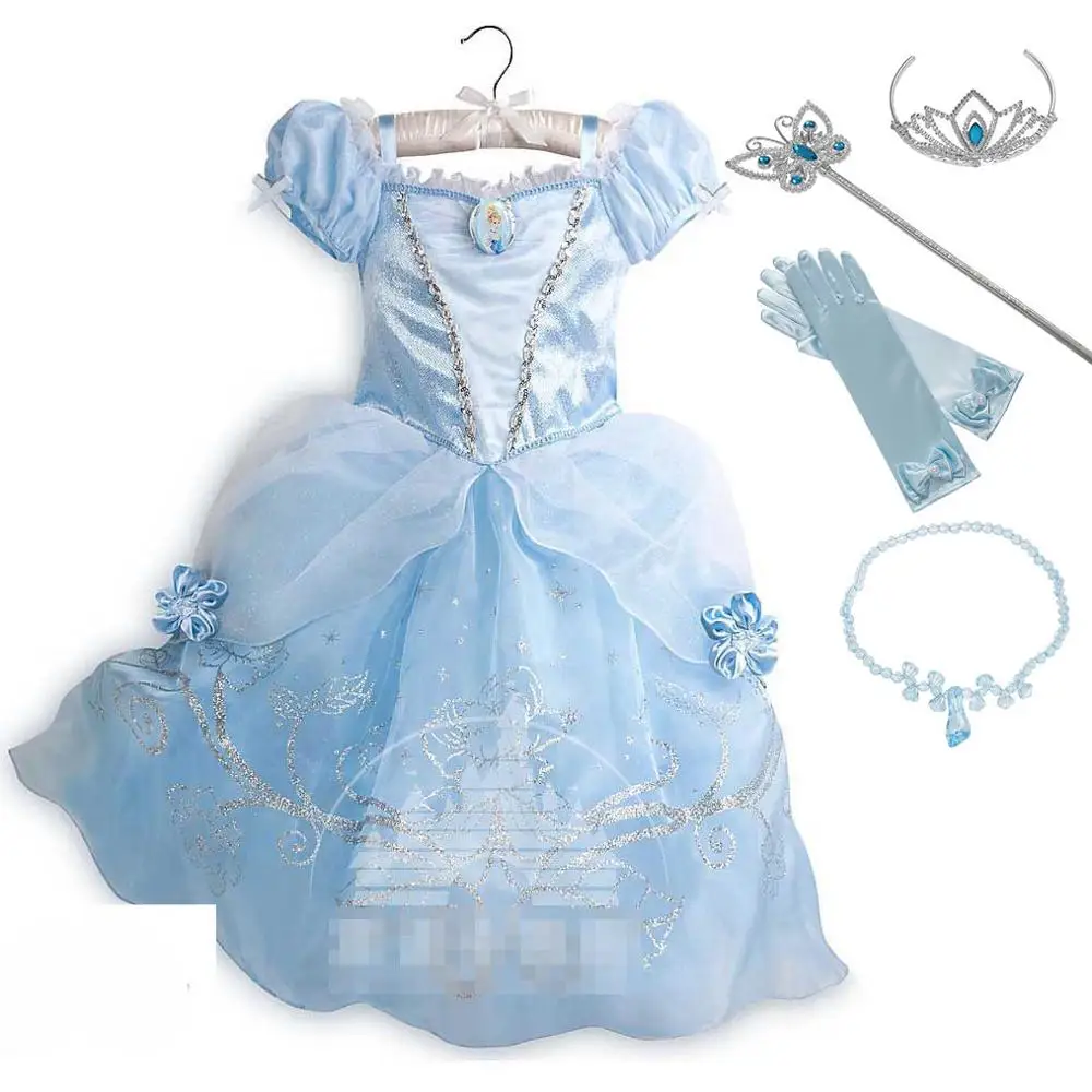 Cinderella Set-2 PaMaBa/нарядное платье принцессы Авроры для девочек; платья Золушки на день рождения; Детская летняя одежда; детские маскарадные костюмы на Хэллоуин - Цвет: Cinderella Set-2