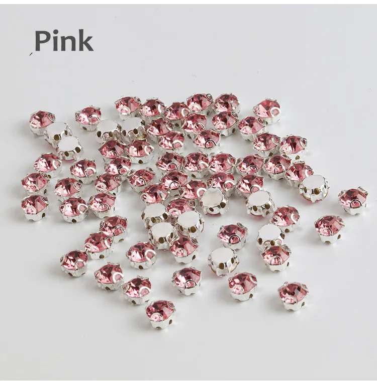 Pink 3D Красочные 4 мм ss16 AAA стекло серебряная основа Стразы прозрачный кристалл AB коготь Стразы DIY шитье на свадебное платье аксессуары - Цвет: Pink