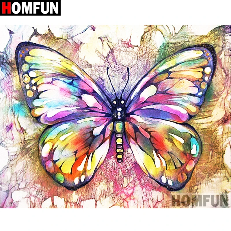 Алмазная живопись HOMFUN A07661 картина цветная бабочка с полными