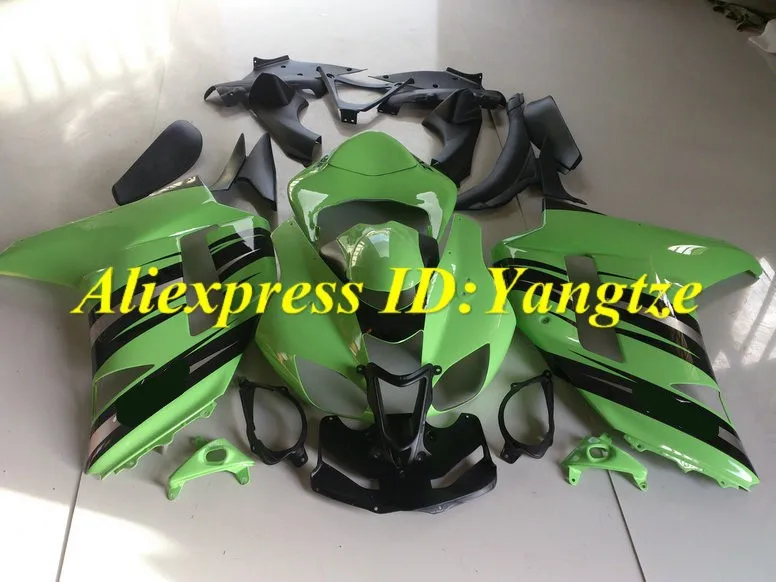 Набор обтекателей мотоцикла для KAWASAKI Ninja ZX6R 07 08 636 2007 2008 Модный Зеленый Черный ABS