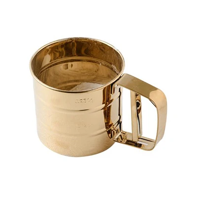 Sieve cup(1Pc) 3 шт. набор кухонных инструментов для выпечки из золотой нержавеющей стали, взбиватель для яиц, терка, сито, порошковая чашка, DIY кухонные аксессуары - Цвет: Sieve cup(1Pc)
