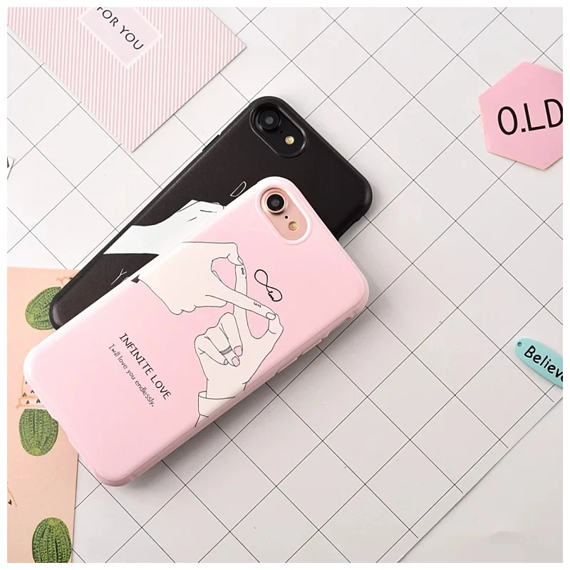 Пару розово-Клянемся Бесконечная любовь пара чехол для iPhone X Xs Max 8 7Plus 11 Pro XR