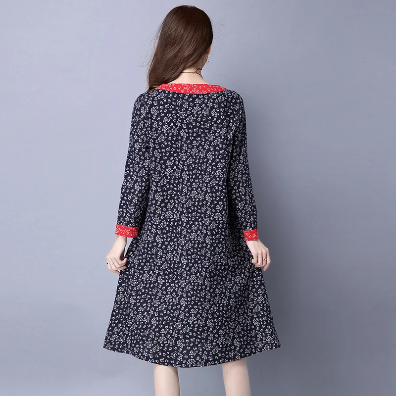Hello Rose : 2016 New Arrival Autumn Dress Fashion Chinese Style Women Dresses Print Pockets Full Elegant Cheap-Clothes-China | Женская