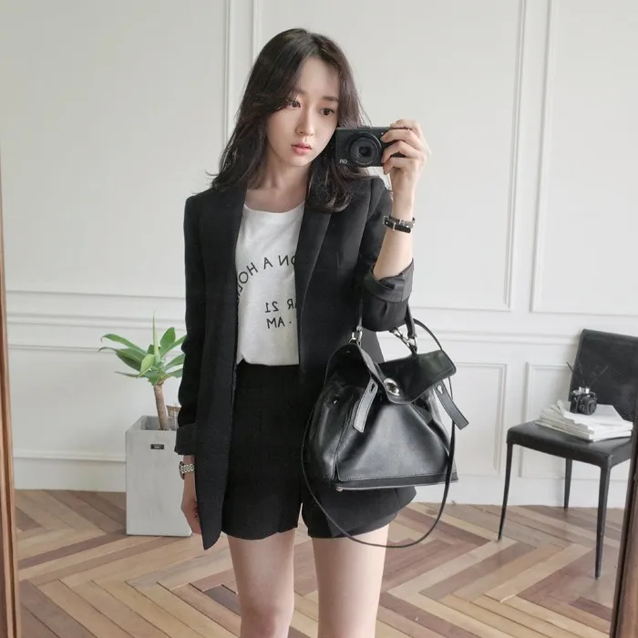 Women's suit jacket female 2018 autumn new slim casual black small professional wear temperament solid color wild | Женская одежда