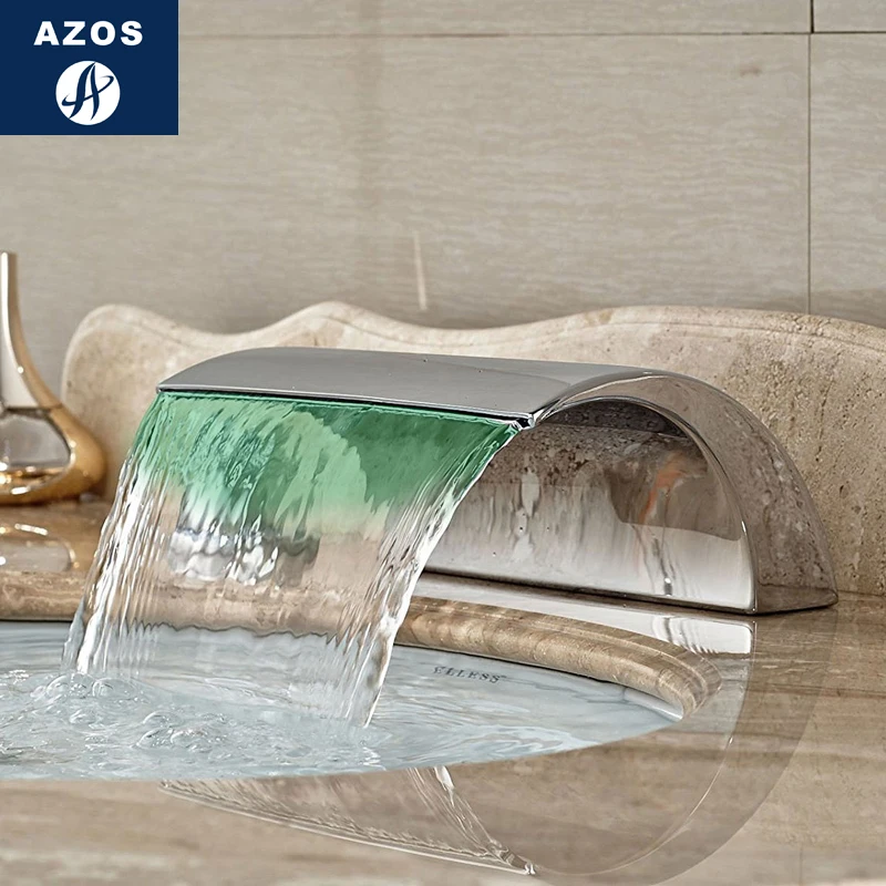 Azos Split FaucetDiscoloration водопад латунный хромированный переключатель холодной и