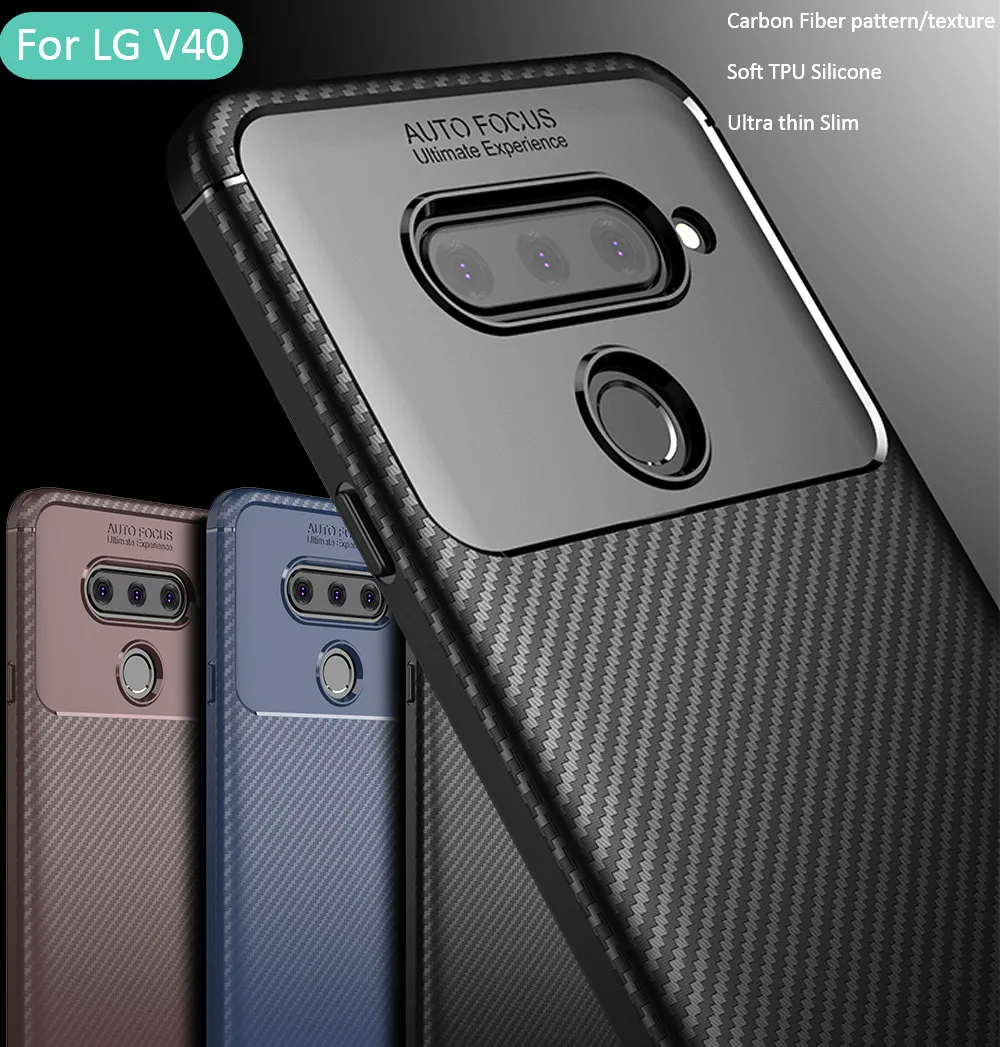 COCOSE чехол из углеродного волокна для LG V40 ThinQ TPU силиконовая матовая защитная