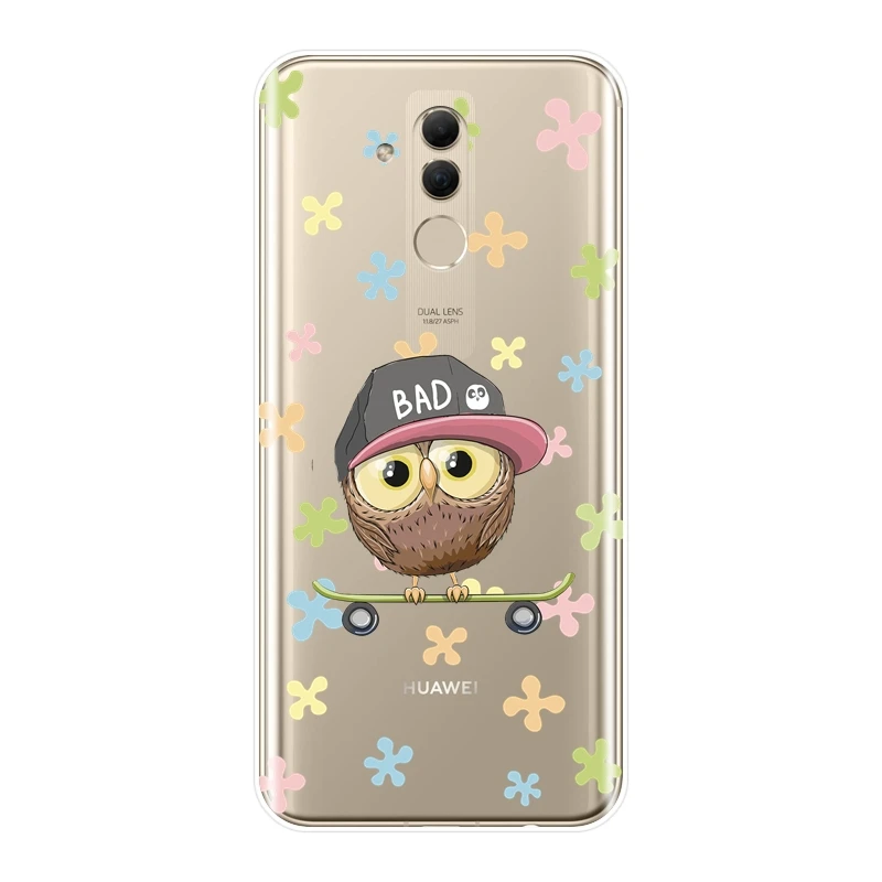 Чехол для телефона Huawei Mate 9 10 20 Pro сова луна сердце любовь Kawaii Мягкая силиконовая