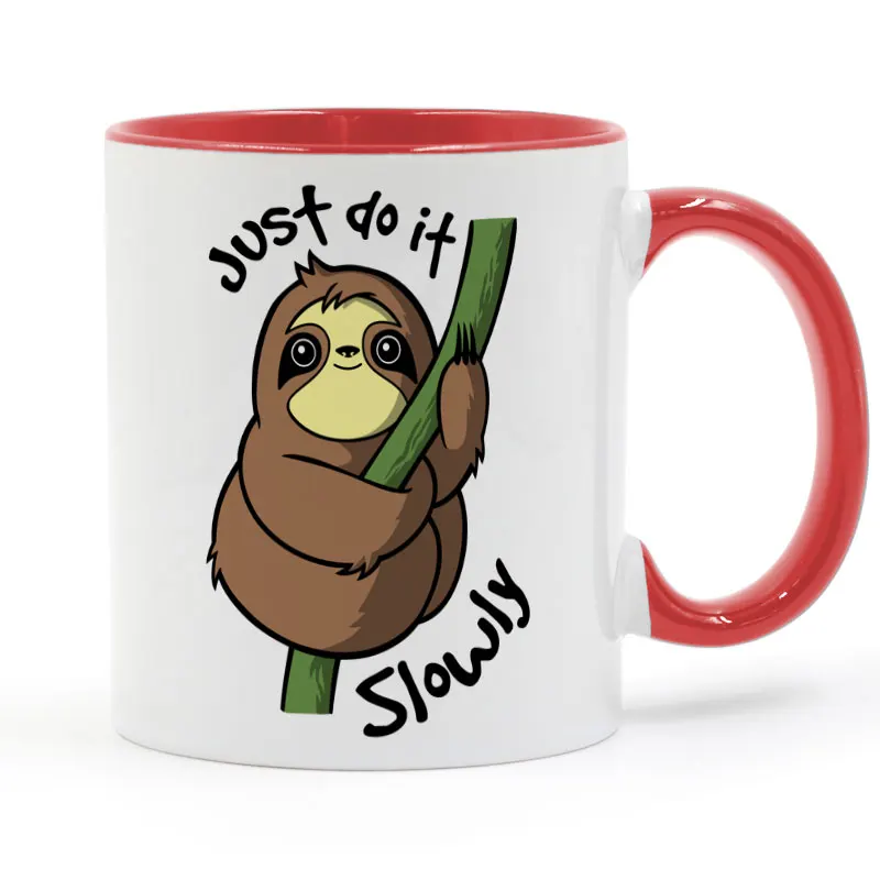Кружка для кофе Slow Sloth керамическая чашка цветная ручка внутри подарки 11 унций