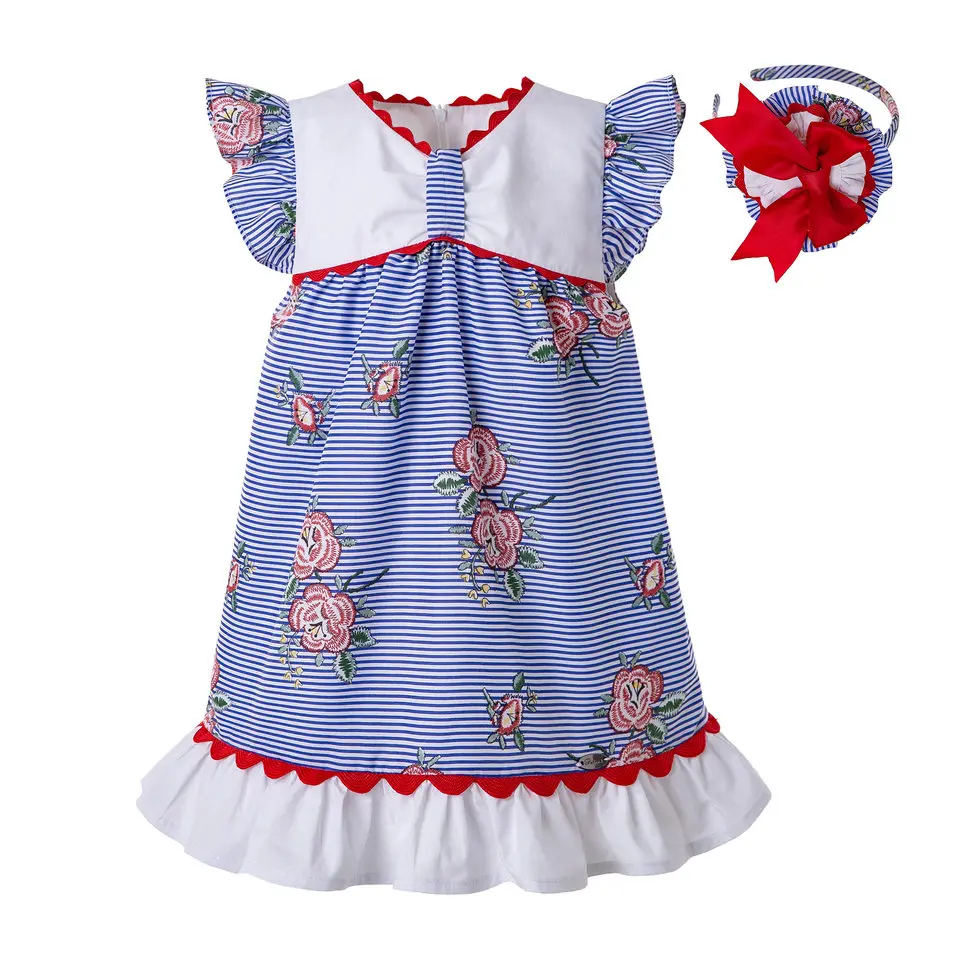 Pettigirl/Одежда для маленьких девочек в полоску с розами платья для девочек от 6 месяцев до 2 лет Детское платье G-DMGD203-65