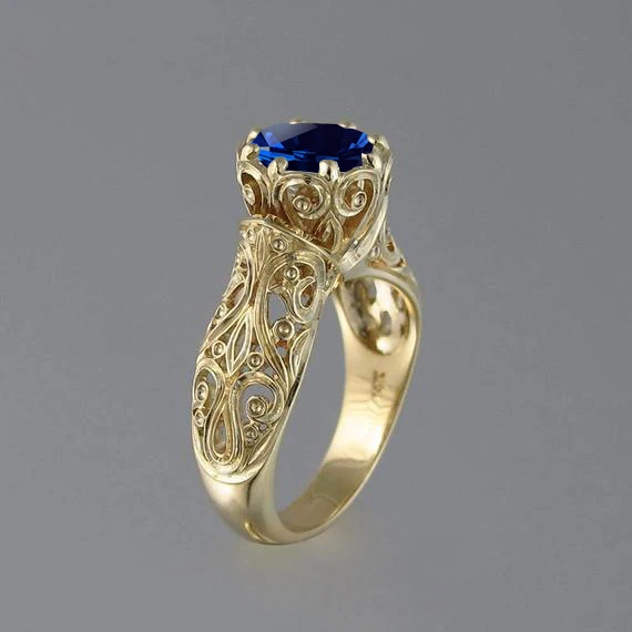 Walerv новое Золотое кольцо Модные полые боковые круглые синие камни для женщин