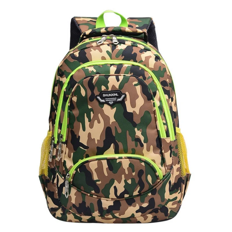 Army Green Детская нейлоновая школьная сумка для мальчиков и девочек, камуфляжная ортопедическая школьная сумка, рюкзак для путешествий, рюкзак для подростков и детей, школьная сумка Mochila - Цвет: Army Green