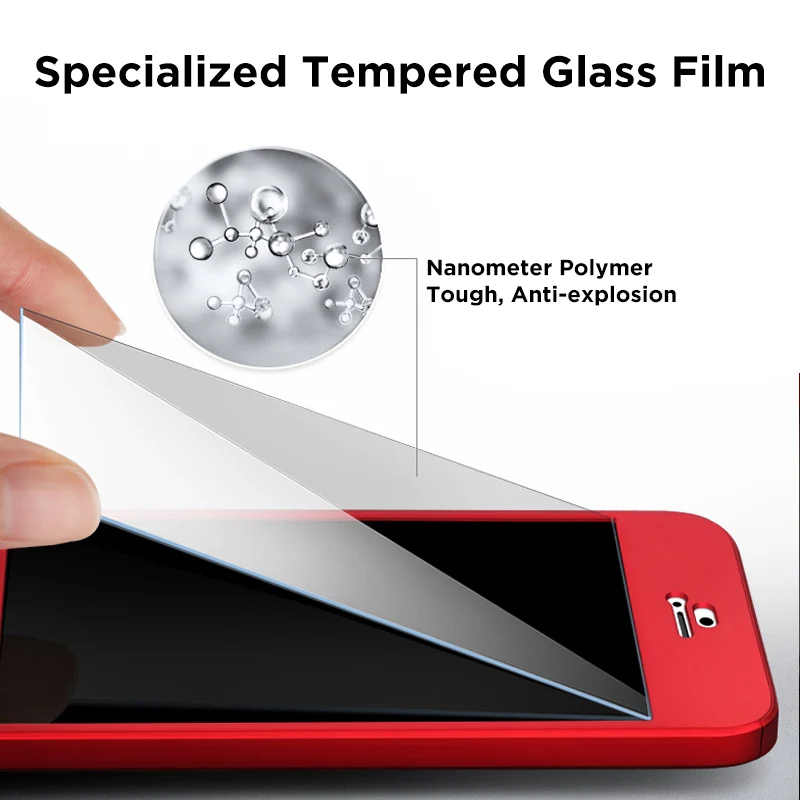 360 Degree Hard protective case For iPhone 5 5s SE 3 in 1 with tempered glass Shockproof PC Front Back Cover Full Body Coverage |