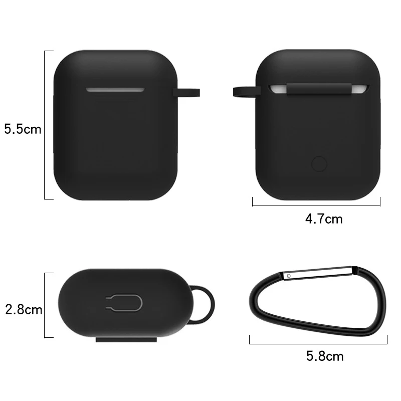 6 pcs In 1 Sets Silicone Protective Accessories Kits for Airpods 1 2 Case Ring Strap Hook Winder Holder Box Set Earpods Cover