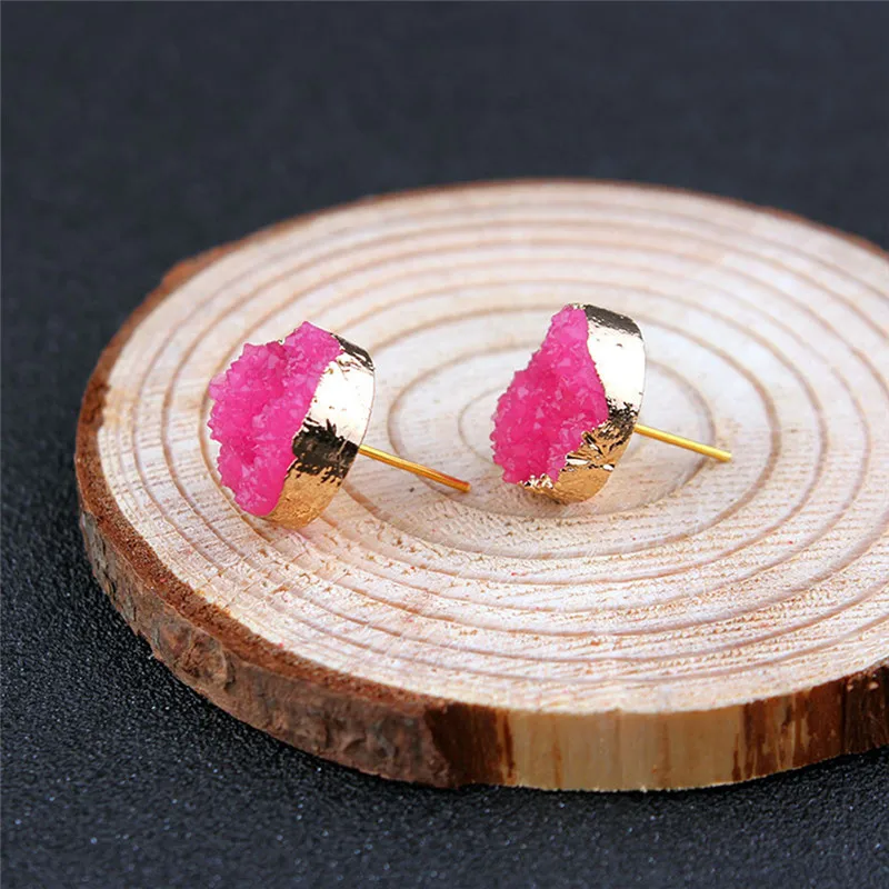 Женские серьги гвоздики с кристаллами CANNER золотистые натуральным камнем