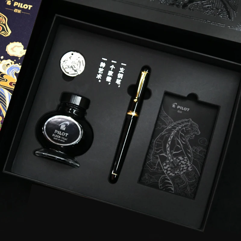Черный Pilot Japan custom74 100th Centennial авторучка чернила Подарочная коробка FKK1000 ink70 14K Золотое перо - Цвет: Черный