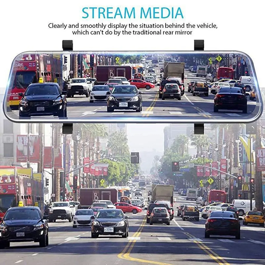Full-Screen Lcd Rearview Mirror Front And Rear Car Recorder Rearview Reverse Parking System