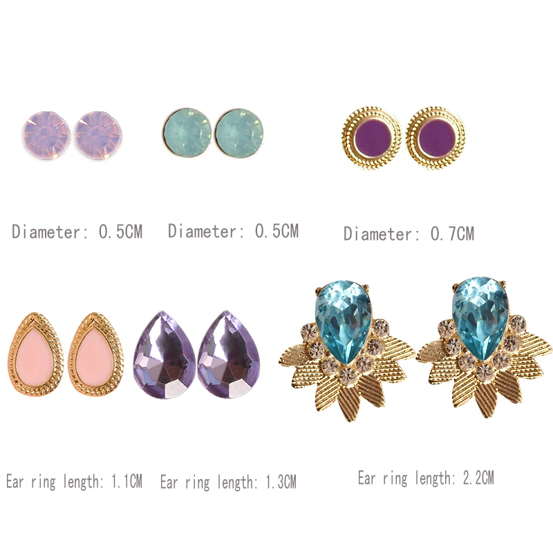 New fashion women jewelry wholesale girls party pink ear studs beautiful mix-and-match 6 pairs /set earrings Christmas gifts | Украшения и