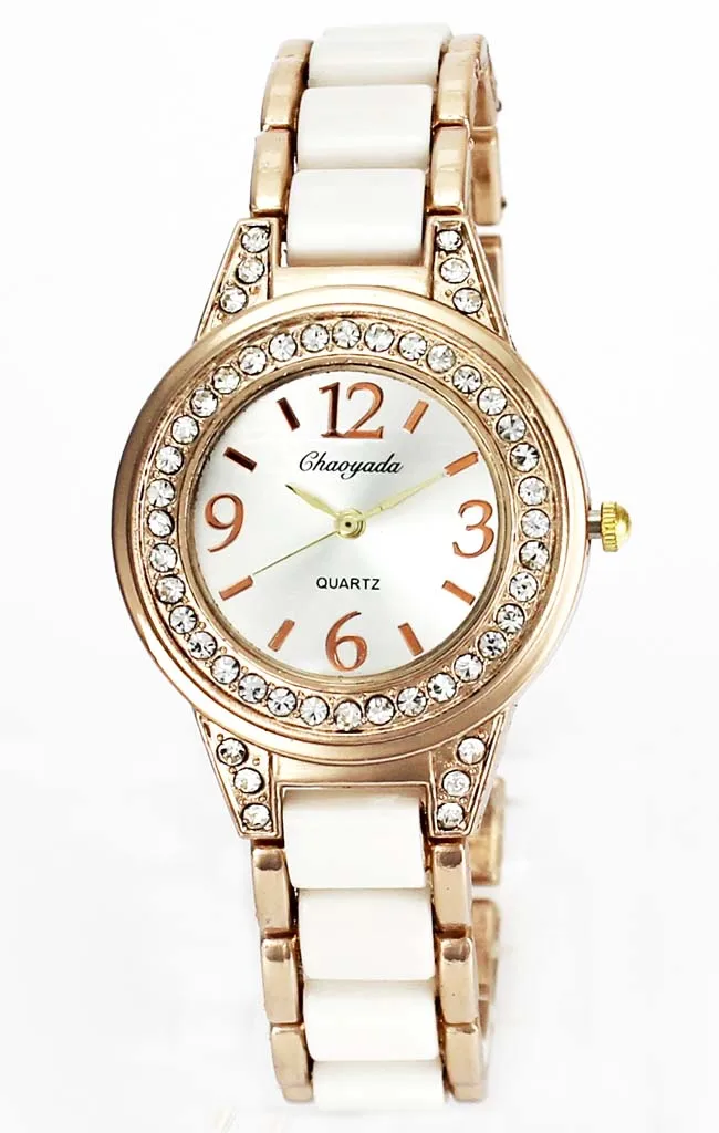 2 цвета черный белый стальной цепи кварцевые часы для женщин дамы ожерелье