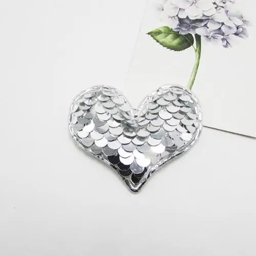5x4 см 30 шт./лот блестки сердце мягкая аппликация для DIY детей аксессуары для волос, аппликации для одежды Швейные принадлежности