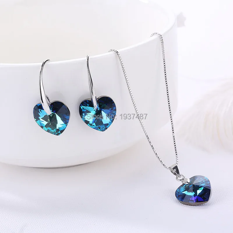 MS Betti, Новое поступление, свадебный ювелирный набор, кристалл от Swarovski, подвеска в виде сердца+ серьги для женщин, мода, свадебный подарок