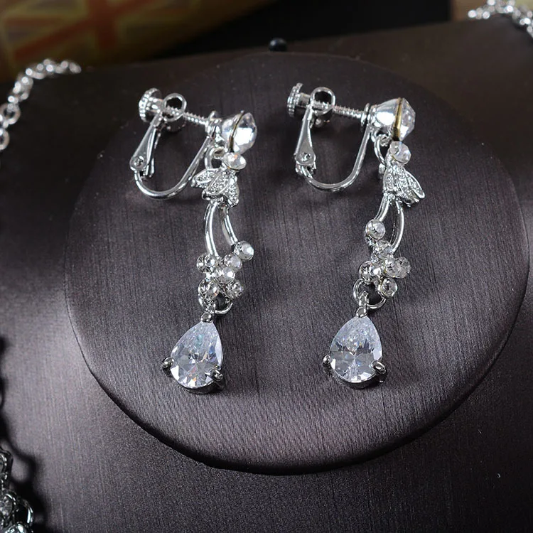 SLBRIDAL стразы кристаллы кубический циркон Свадебный комплект ювелирных изделий Свадебный CZ Цепочки и ожерелья серьги банкетный комплект ювелирных изделий для подружек невесты