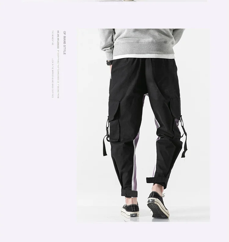 KUANGNAN Красные Полосатые брюки-карго Мужские Jogger японские уличные Джоггеры мужские брюки 5XL хип-хоп брюки мужские брюки Весна