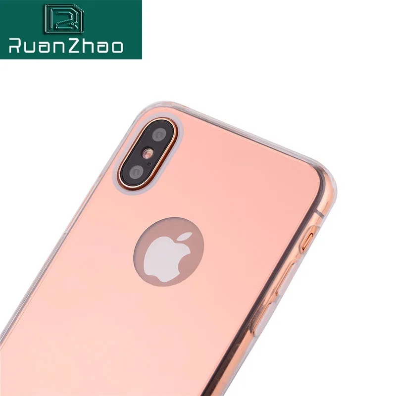 Роскошный блестящий зеркальный чехол для iPhone X Мягкая силиконовая задняя крышка
