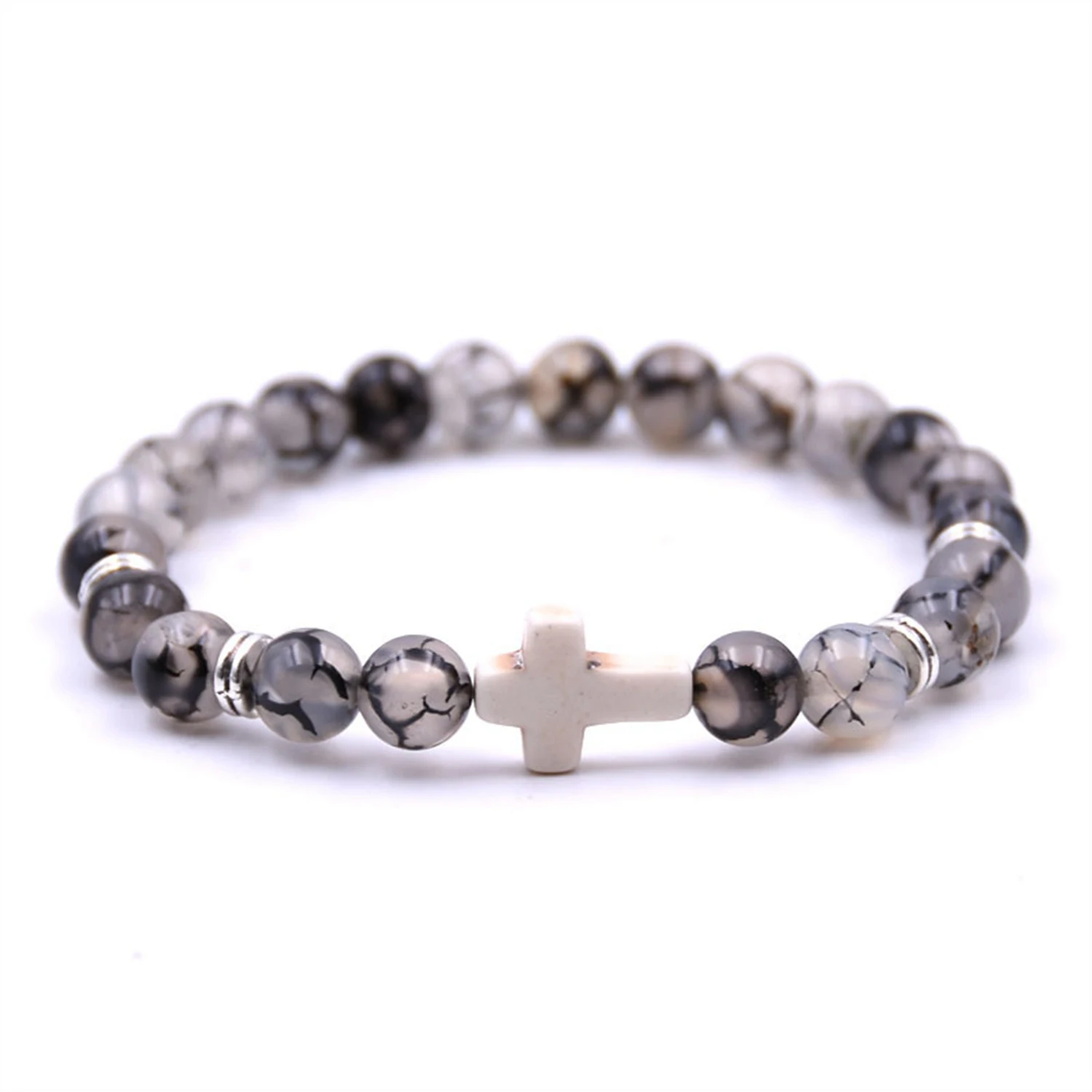 Tiger eye Bracelet New fashion Trendy Jesus cross Charm men bracelet Black 8mm Beads Bracelets &amp Bangles for women Jewelry | Украшения и