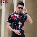 Брендовая мужская рубашка 2020 новый цветочный печать мужские рубашки для мальчиков с коротким рукавом размера плюс M-7XL удобные рубашки с цветочным принтом Camiseta