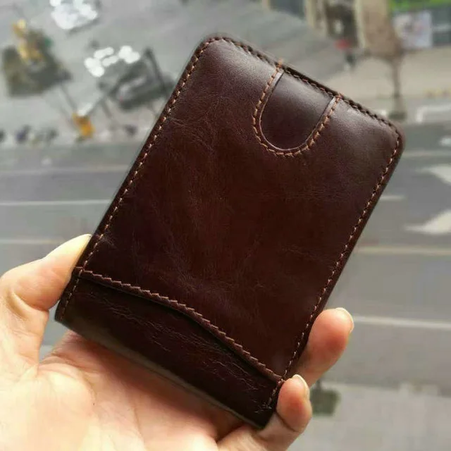 coffee mini wallet Новое поступление мини-кошельки Мужская, из бычьей кожи короткий тонкий мужской кошелек для мужчин тонкий мужской кошелек - Цвет: coffee mini wallet