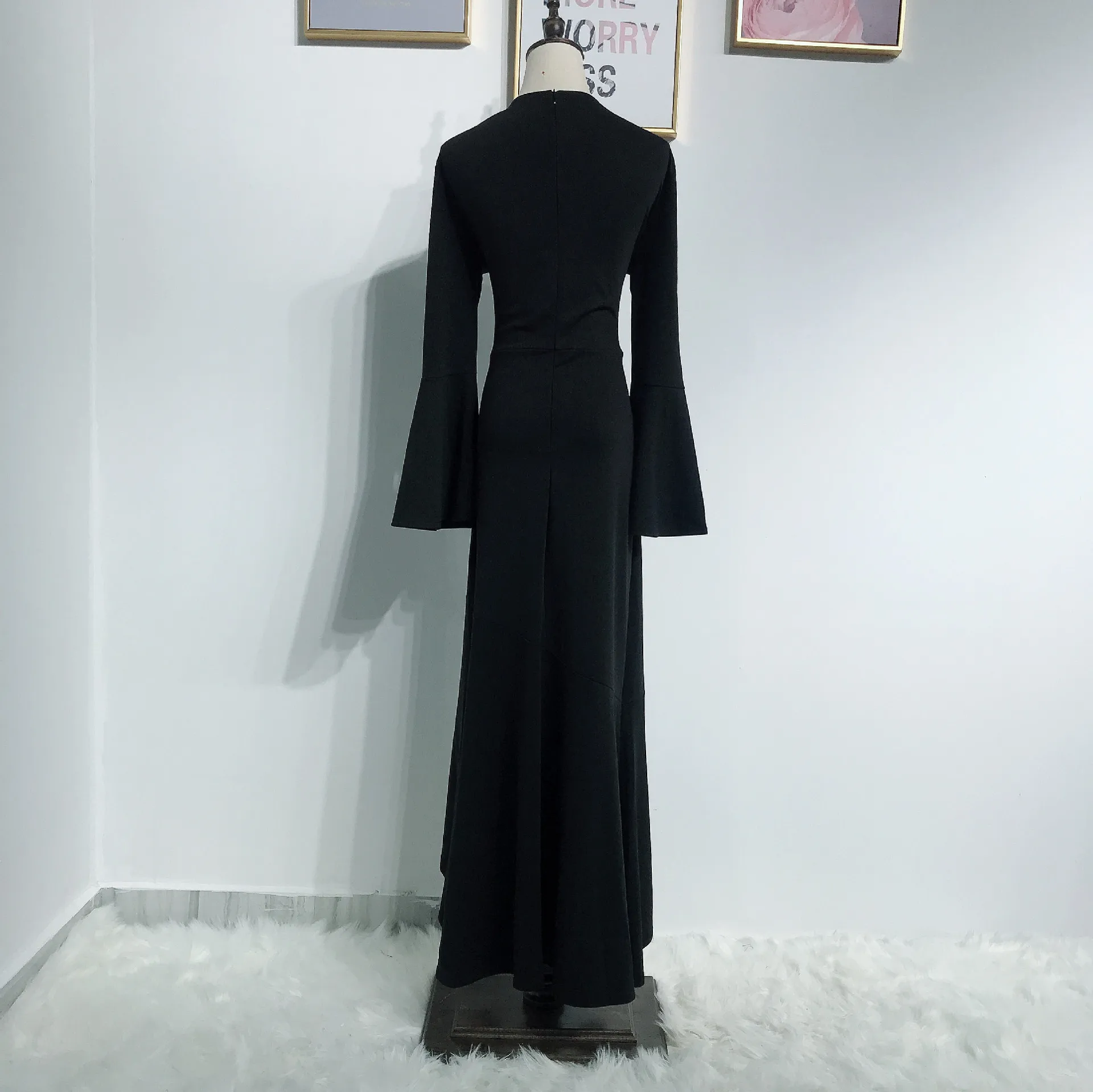 Мусульманское кружевное Макси платье abaya длинные халаты с поясом Туника jilбаб