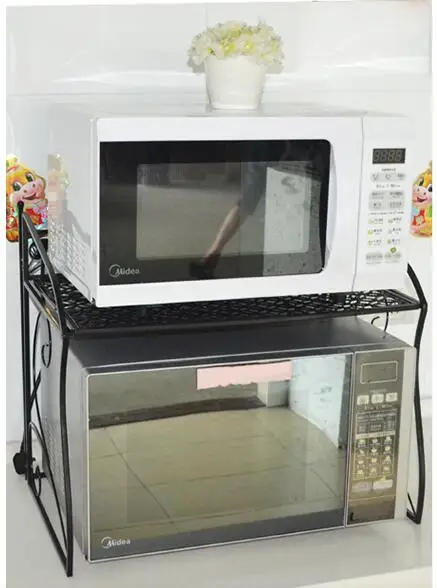 Стеллаж для микроволновой печи из кованого железа полка напольная двойная