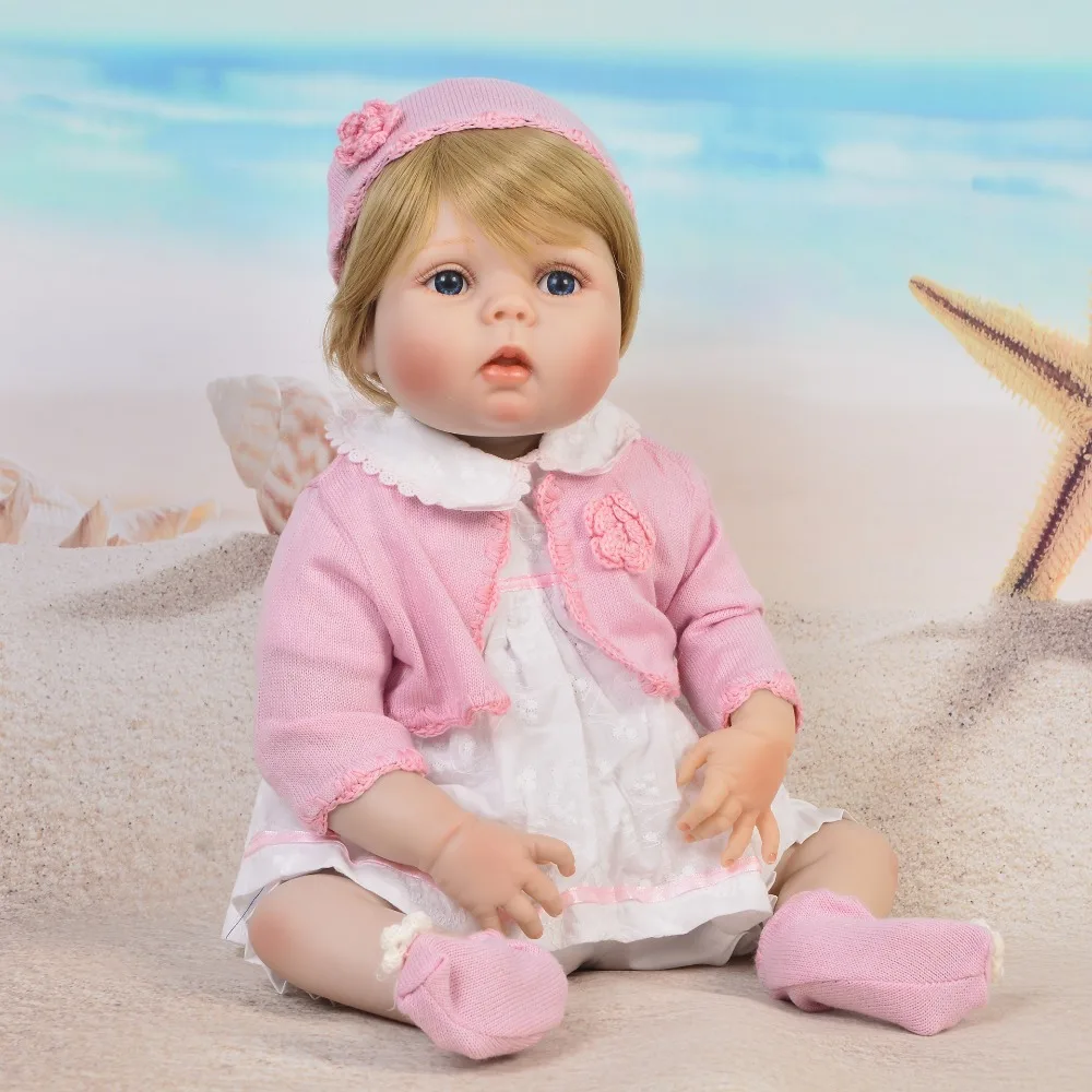 55 см Bebe живой reborn кукла Блонд Волосы девочка Младенцы силиконовые виниловые