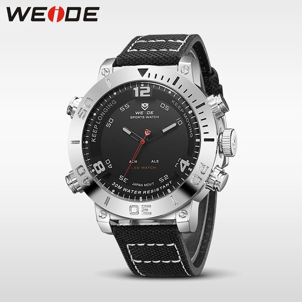 WEIDE часы люксовый бренд кварцевые часы спортивные цифровые nylong платье часы модные повседневные водонепроницаемые черные часы с будильником relogio