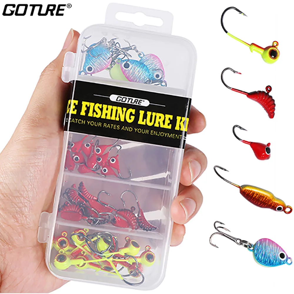 Goture 40 шт. набор приманки для подледной рыбалки Jig Drop Grub ложка наживка для зимней рыбалки искусственная приманка для карпа рыболовные снасти воблеры Pesca