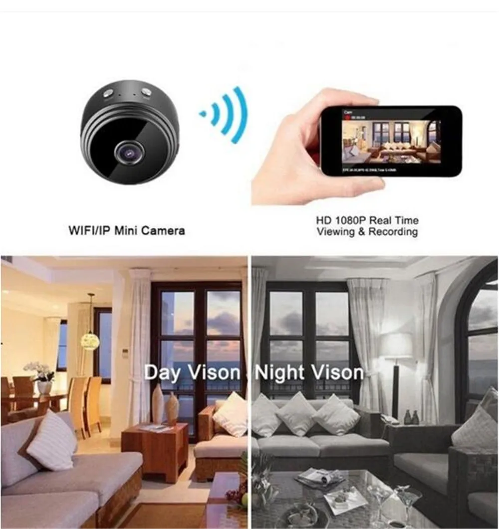 1080P Мини камера круглая WiFi full HD IR ночного видения видео рекордер беспроводной IP
