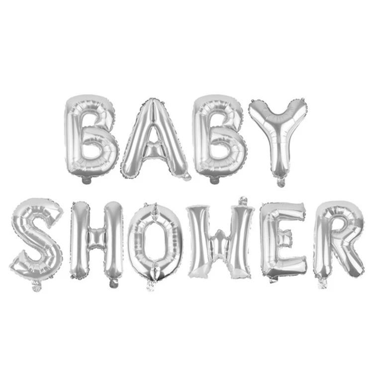 Baby Shower Silver Йориу о ребенок пол раскрыть письмо фольги Воздушные шары его мальчик девочка ребенок душ сувениры День рождения украшения Дети Babyshower - Цвет: Baby Shower Silver