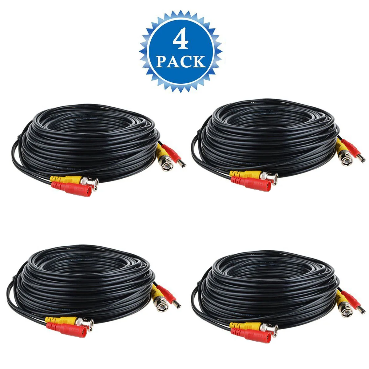 BNC КАБЕЛИ 54ft 4 Pack HD Видео удлинитель кабеля питания к RCA разъемы DC Силовые кабели